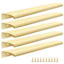 Malimali 5 Pack Gold Edge Finger Pulls for Wardrobes Cabinets 11.81" Kitchen Cabinet Pulls Handles Drawer Pulls Modern Aluminum Concealed Tab Pulls for Closet Door, Brushed Brass