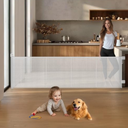 HOMEAL 100inch Retractable Baby Gate Extra Wide, Large Openings Safety Baby Gate, Long Retractable Mesh Dog Gate for Stairs, Doorways, Hallways, Indoor, Outdoor(White, Extends to 98.5" Wide)