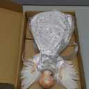 Christmas Tree Topper, 12" Angel Treetop with Lights and Remote Control Timer, Christmas Tree Decoration for Holiday Ornament and Home Decor, Ivory and Sliver