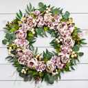 TechKen Peony Wreath Spring Wreath 24inch for Spring & Summer, for Front Door, Window, Wall, Home and Kitchen
