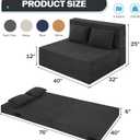 Fvkind Folding Futon Couch, Convertible Sleeper, Standard Size, Dark Grey | Ribbed Corduroy Fabric - Foldable Guest Bed - Bedroom & Living Room - Adults & Visitors - Easy Fold Storage