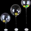 6 Set Balloon Column Kits, 43inch Tall Height Adjustable Clear Balloon Column Sticks Stands with Base for Table/Floor Centerpiece Holder for Baby Shower Graduation Party Decorations