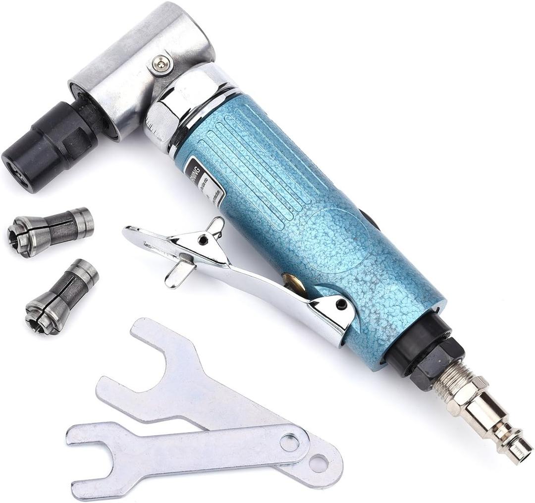 Gedu Air Die Grinder with 1/4" and 1/8" Collets Air Compressor Tool, Air Straight Grinder and Air Angle Grinder (Angle Grinder)