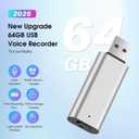 64GB Voice Recorder Digital Voice Activated Recorder USB Recording Device with Noise Reduction Rechargeable 750Hrs Small Pocket Audio Recording Devices for Lectures, Interview, Meeting, Class (Silver)