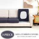 LA MEACK Couch Cushion Covers Seat Cushion Cover Stretch Couch Cover Separate Sectional Sofa Slipcovers Furniture Protector (3 Pieces for Seat or Sofa Backrest, Dark Grey)
