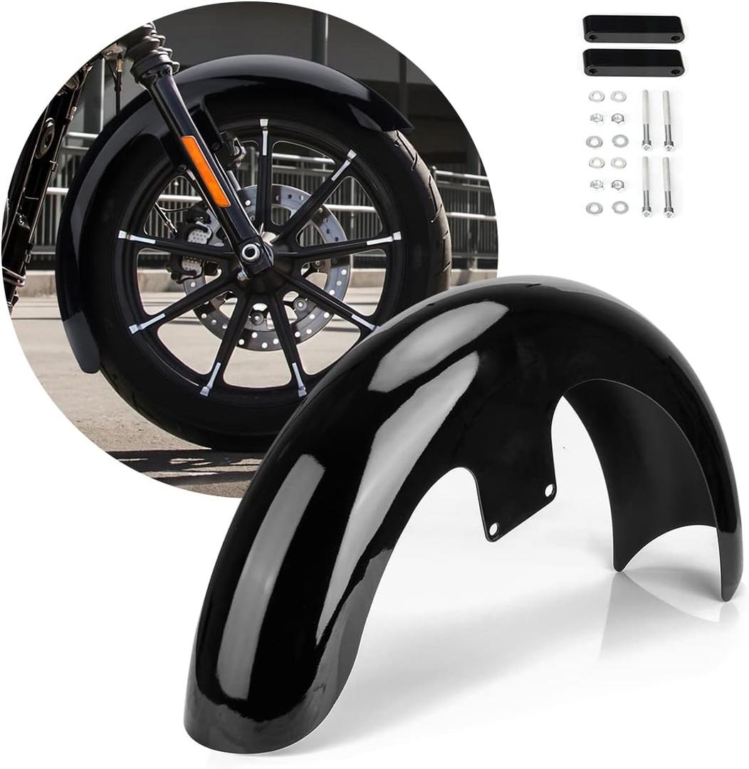 Metal 19 inch Motorcycle Front Fender Fit For Harley Touring Street Glide Electra Road King Glide Bagger (Mudguard Vivid Black)