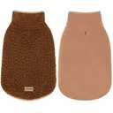 cyeollo Coats Reversible Dog Jacket Thickened Vest Turtleneck Fleece Furry Clothes Doggie Jacket for Cold Weather Winter Warm Dog Coats for Small Dogs Brown Apparel Size Medium