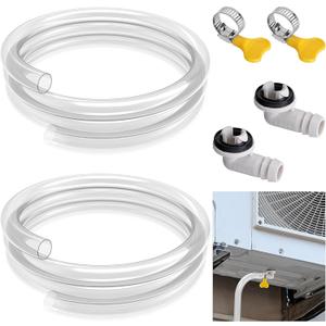 2 Pack Air Conditioner Drain Hose- 3 Ft Portable Leakproof AC Drain Hose Kit- Universal AC Drain Pipe Replacement with 3/5 Inch Hose Connector and Clamp for Window AC Mini Split Unit Parts (Clear)
