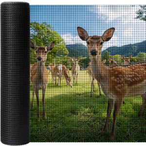 8x100ft Deer Fence Netting with 100 Zip Ties, Animal Fence Barrier Plastic Heavy Duty Garden Protection Fencing Mesh Fence Barrier for Poultry, Yard, Snow and Construction (Black, 8x100ft)