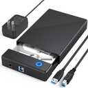 3.5 Hard Drive Enclosure, USB 3.0 Internal/External Hard Drive Case Lay-Flat Dock Station for 3.5/2.5 inch SATA HDD Up to 20TB Data Recovery Kit Support UASP with 12V 24W Power Adapter