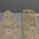 OLANLY Bathroom Rugs Sets 2 Piece, Soft Absorbent Chenille Bath Mats and U-Shaped Contour Toilet Mat Area Rug Set, Machine Washable Bath Carpet, Home Decor Accessories(24"x16"+24"x20", Sand)