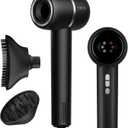 Hair Dryer with Smoothing Brush,160000RPM High Speed Blow Dryer,Negative Ionic Care Hair Dryer,Fast Drying Less Heat Damage Blow Dryer,Thermo-Control Low Noise with Diffuser, Black