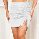 ZAFUL Women’s Summer Boho Maxi Skirts Bohemian Print Smocked High Wasited Flowy Tiered Ruffle Long Beach Skirt White M (White)