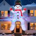 Rotating Snowflake Lights 8FT Christmas Inflatables Outdoor Decoration, Climbing Inflatable Snowman Decor with LEDs, Giant Blow Up Christmas Decorations Outdoor for Xmas Yard Roof Balcony
