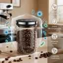 Vacuum Coffee Canister, Airtight Coffee Container with Graduated Scale and Vacuum Duration Display. Features Transparent Borosilicate Glass Construction and a 1.6L Large Capacity