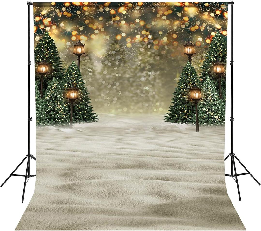 MEHOFOND Winter Christmas Tree Snowflake Green Newborn Photography Background Snow Scene Glitter Bokeh Child Portrait Backdrops Xmas Birthday Baby Shower Party Photo Banner Props 7x10ft