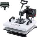 VEVOR Heat Press Machine, 15 x 15 in, 2-in-1 Multifunction, 360 Swing Away, 1200W Double Tube Fast and Even Heating, Digital Precise Control, Sublimation Press Machine for T-Shirts, Hats, Caps