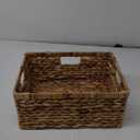 StorageWorks Large Rectangular Wicker Basket, Water Hyacinth Storage Basket with Built-in Handles, 1 Pack