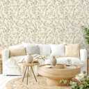 VEELIKE Retro Floral Peel and Stick Wallpaper Vintage Delicate Sprigs & Flower Wallpaper for Girls Bedroom Nursery 17.7''x354'' Removable Self Adhesive Botanical Floral Wall Paper for Living Room