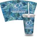 Pack of 2, Rico Industries Wildlife 16oz Clear Tumbler W/Straw - Team Colored Travel Tumbler - Keeps Drinks Cold or Hot