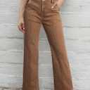 Sidefeel Womens Wide Leg Jeans Casual Baggy High Waisted Stretch Denim Pants, Size 12, Brown