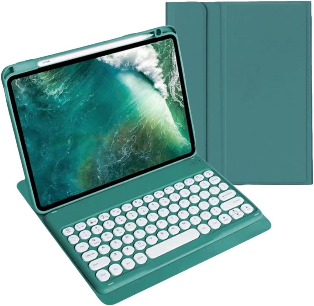 Keyboard Case for iPad Air 11 inch 2025(M3)/2024(M2)/Air 5/Air 4 with Pencil Holder, Cute Candy Color Round Key Detachable Keyboard aslo for iPad Pro 11 4th/3th/2nd/1st Gen ,Teal