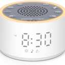 Dreamegg Sound Machine with Nursery Lamp - Sound Machine Baby, Soothing Sounds, Timer, Memory Function, 10 Colour Night Light, White Noise Machine Alarm Clock for Newborn Baby Registry Gift, White (Palm-sized (D1 Nova))
