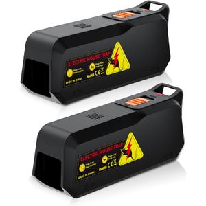 Electric Mouse Trap Zapper with Powerful Voltage, Effective Electronic Mouse Traps Indoor for Home, No-Touch Disposal, Reusable Mice Catcher for Kitchen, Living Room, Garage and More (2, Black)