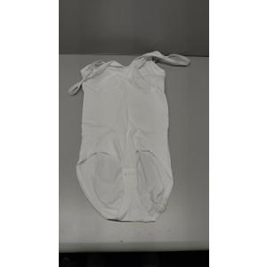 Nebility Womens' Waist Trainer Seamless Round Neck Tummy Control Shapewear Bodysuit (White V Neck Bodysuit, M/ L)