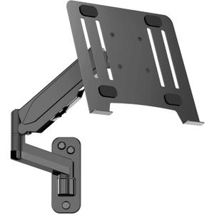 Laptop Wall Mount, 2-in-1 Gas Spring Wall Holder with Vented Tray for 12"-17" Notebook/13-32 Computer Screen, Full Motion Adjustable Wall Mount Laptop Stand Holds 3.3-17.6lbs
