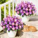 MARTINE MALL Artificial Flowers for Outdoors, 4 Bundles Realistic Fake Outdoor Flowers, UV Resistant Silk Petunia Flower for Outside Look Real Faux Flower Plants for Outdoor Porch, Fuchsia, Rose Red