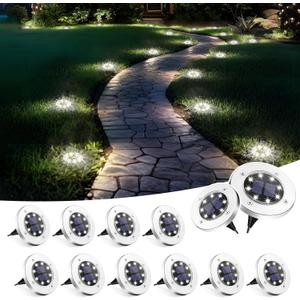 SOLPEX Solar Lights Outdoor Waterproof, 12 Pack Solar Ground Lights, Solar Garden Lights Landscape Lighting for Pathway Driveway Patio Backyard Walkway (Cool White)