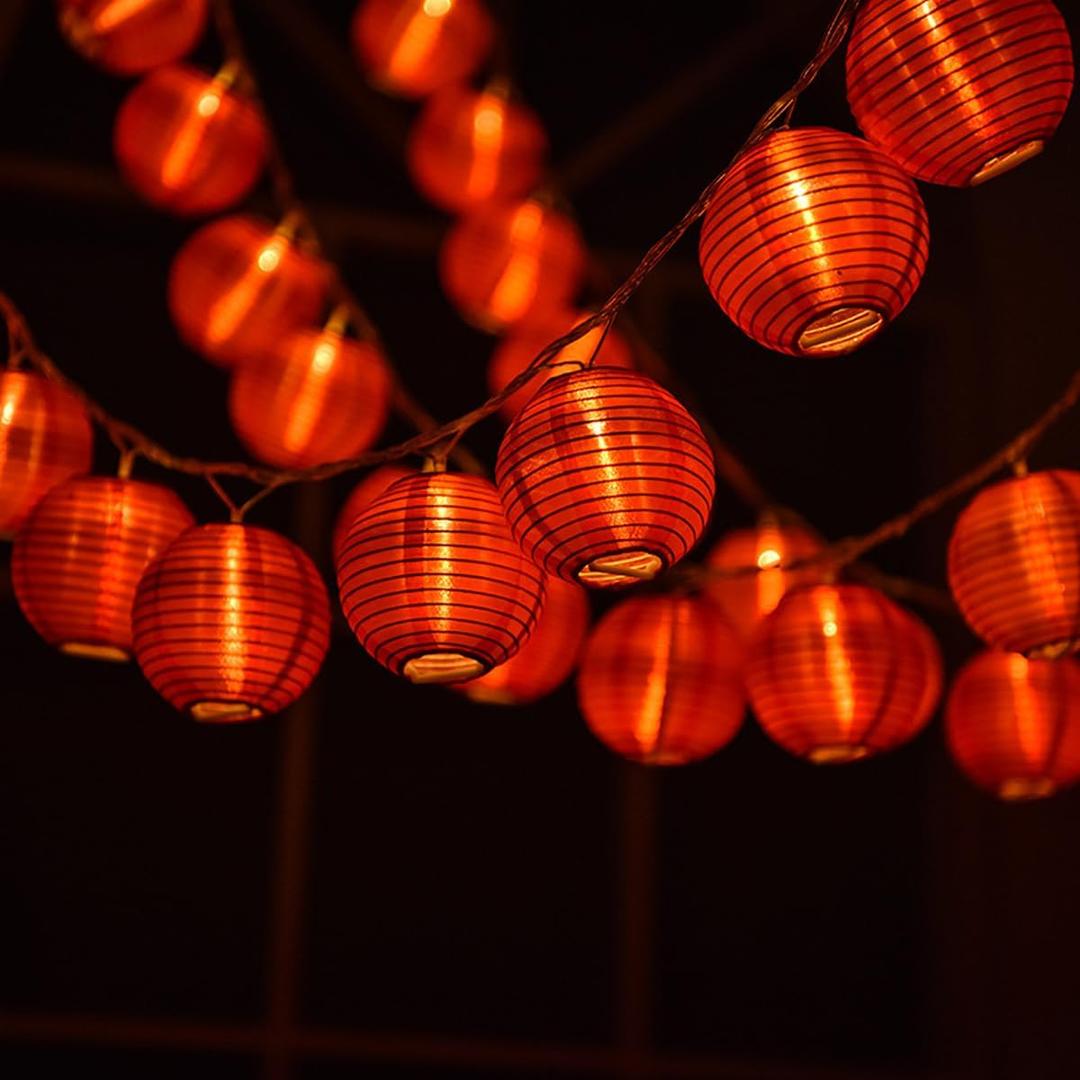 Red Lantern String Lights 13.1ft/4m 20 LEDs Hanging Lanterns Battery Operated String Lights for Chinese New Year,Spring Festival,Wedding,Party Decoration,Christmas