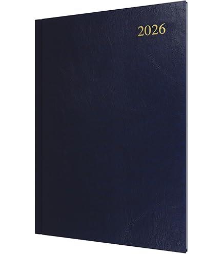 Collins - Essential - 2026 12 Month Calendar Year Planner, Day-To-Page Diary, A4 Hard Cover - Dark Blue (ESSA41.60-26)