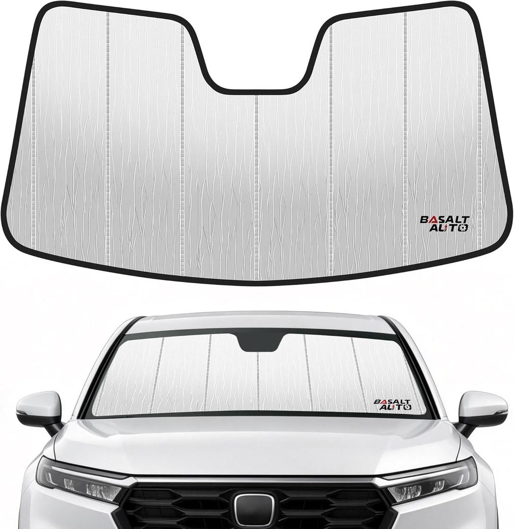 2023-2026 CR-V Windshield Sun Shade Compatible for 2023-2026 Honda CR-V Silver Reflective Foldable Front Sun Visor Sunshade Protector with Storage Bag Keep Interior Cool