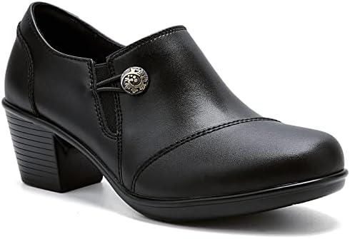 US 7.5 UZB Women's Slip-On Loafer Zip Leather Pump Shoes