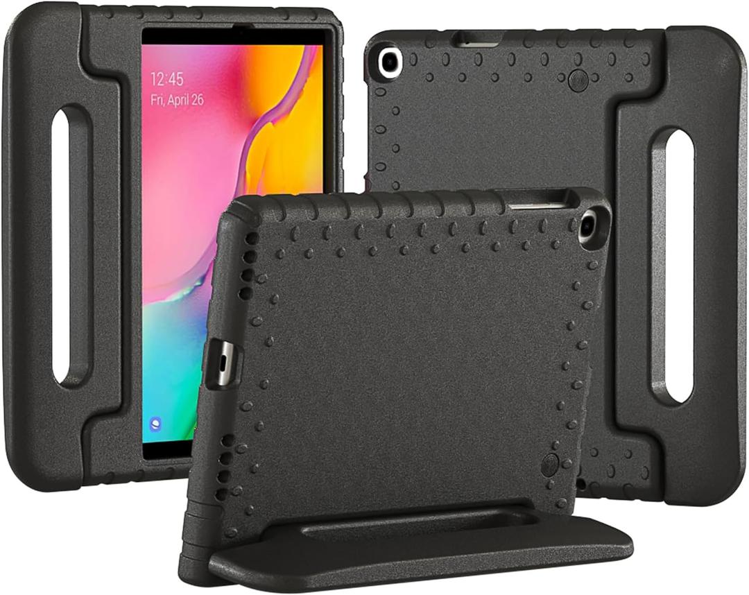 Bolete Kids Case for Samsung Galaxy Tab A 10.1 2019 Release (Model:SM-T510/T515),Shockproof Soft EVA Adjustable Bracket Cover for Samsung Galaxy Tab A 10.1 Case, Black