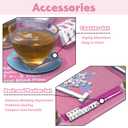 Qintan Mahjong Mat with 4PC Coasters, Tile Racks & Pushers, 32x32 in, Pink