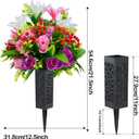 Set of 2 Artificial Cemetery Flowers, Artificial Rose Lily Grave Memorial Flowers with Black Plastic Vase for Cemetery Headstones Gravesite Decoration