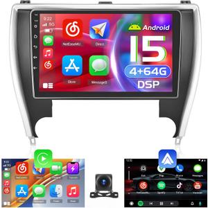 Android 15 Car Stereo for Toyota Camry 2015 2016 2017, [DSP 4+64G] Hikity 10'' IPS Touchscreen Radio Wireless Carplay Android Auto 5G WiFi/Bluetooth/1280 * 720/Mirror Link GPS FM/RDS/32EQ Backup Cam