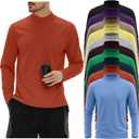 10 Pack Mens Big and Tall Mock Turtleneck Shirts Basic Tops Multipack (4X-Large, Sky Blue, Pumpkin, Dark Green, Green, Burgundy, Light Mixed Gray, Yellow, Khaki, Dark Purple, Black)