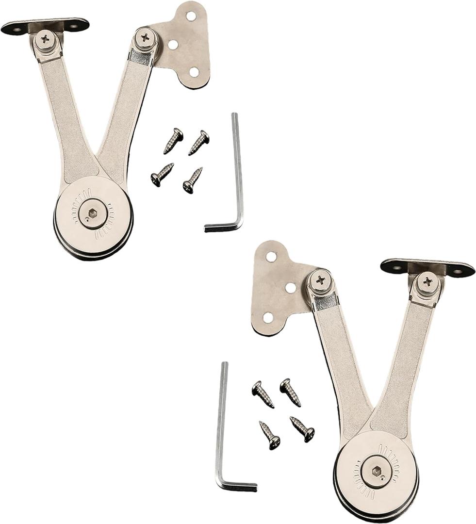 Heavy Duty Lid Stay Hinges Folding Lid Support Hinge Fits Cabinet, Closet, Wardrobe, Toy Box, Wardrobe Can be Opened 75°/ 90°/ 110°(Max Support 35lb/ 2pcs)