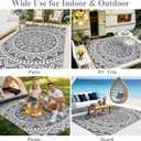 Bsmathom Waterproof Outdoor Rug 5'x8' Reversible Boho Plastic Straw Patio Deck Camping Rugs, Indoor Outdoor Portable RV Mat Clearance Carpet for Outside, Porch, Balcony, Backyard, Beach, Pool,Grey