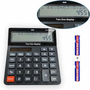 Battery and Solar Unique 120-Step Calculation Check Memory 12 Digit 2 Line Extra Large Calculator Big Buttons and 5.5" LCD Display, Configurable Tax Rate Financial Calculator for Tax Calculations