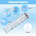 4 Pack 250mL Large Syringes with Tip Adapter - Individually Sterile Sealed Plastic Syringe for Liquid, Glue Dispensing, Scientific Labs