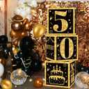 50th Birthday Decorations Boxes for Men- 3PCS Black Gold Happy 50th Birthday Balloons Boxes, 50 Year Old Party Supplies for Men Women