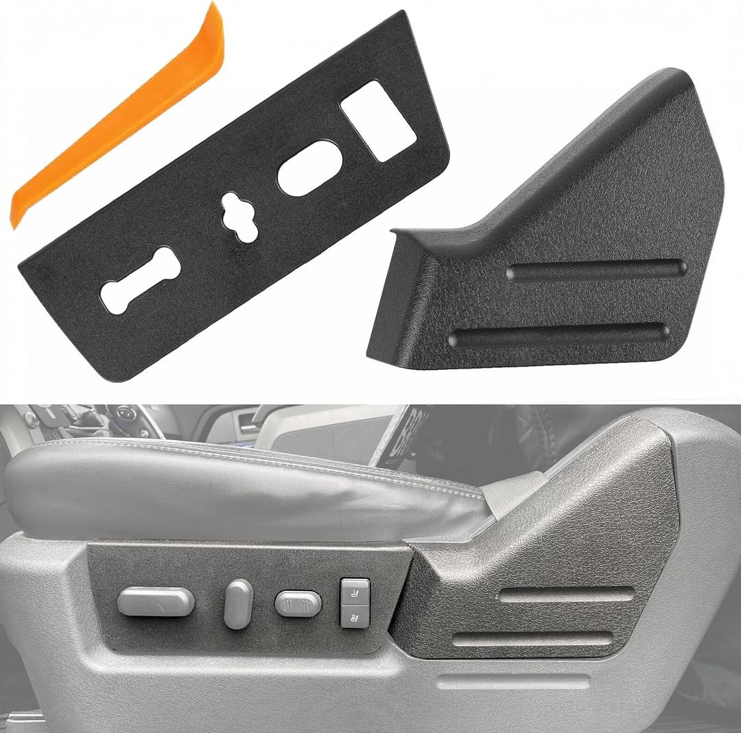 Power Seat Trim Panel & Seat Switch Bezel Driver Side Compatible with 2009-2014 Ford F-150, 2010-2014 Lincoln Mark LT | OEM 9L3Z1661693CA Replacement