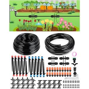 Drip Irrigation System for Watering Garden: 230FT Misting Sprinkler DIY Devices with Tubing Hose for Indoor Plants Outdoor Flower Beds Raised Growing Lawn Tree Patio Hydroponic