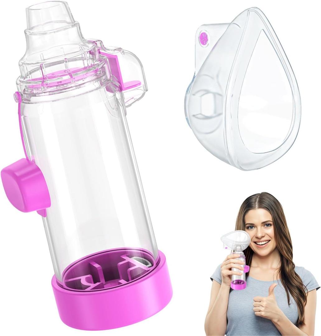 Soft Silicone Inhaler Spacers for Adults and Kids - Fun and Colorful Nessi OTC Spacer (Adult-Purple)