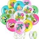 Zhanmai 50 Pcs Hawaiian Party Balloon Decorations, Aloha Tropical Luau Latex Balloons for Hawaiian Luau Party Summer Beach Birthday Tiki Bar Wedding Supplies(Happy Summer)